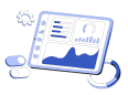 Data dashboard with charts and graphs illustrator